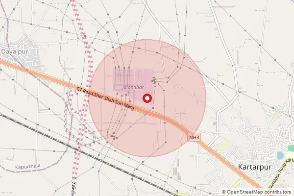 Map showing approximate area covered by Pincode 146114 — Khanpur Bo, Hoshiarpur