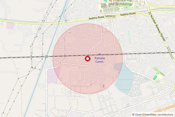 Map showing approximate area covered by Pincode 147005 — Majithia Enclave So, Patiala