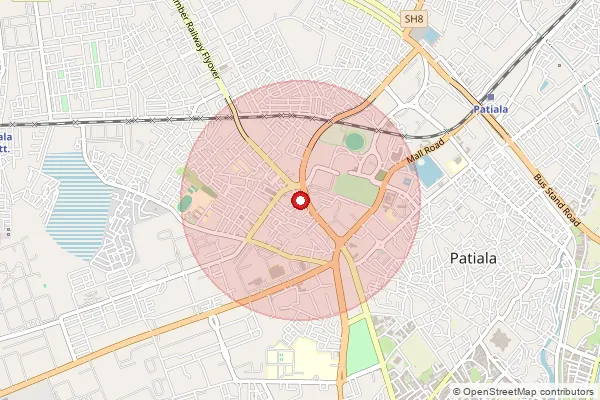Map showing approximate area covered by Pincode 147008 — Nodal Delivery Center (Parcel)  Patiala, Patiala