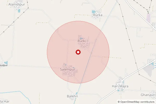 Map showing approximate area covered by Pincode 147104 — Roorki Bo, Fatehgarh Sahib