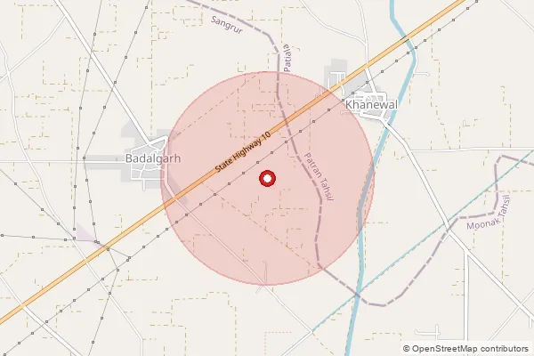 Map showing approximate area covered by Pincode 147105 — Arno Bo, Patiala