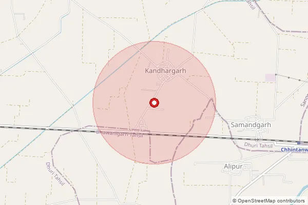Map showing approximate area covered by Pincode 148018 — Bhatian Khurd Bo, Malerkotla