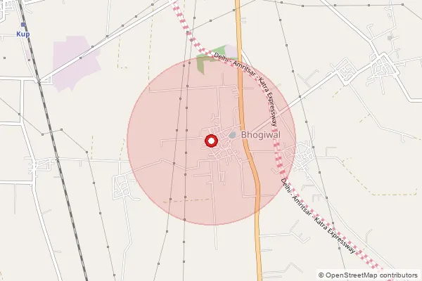 Map showing approximate area covered by Pincode 148019 — Kup Kalan Bo, Malerkotla