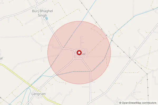 Map showing approximate area covered by Pincode 148022 — Chaunda Bo, Malerkotla