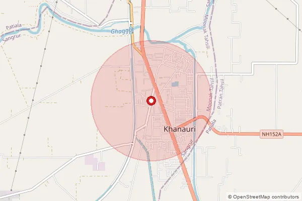 Map showing approximate area covered by Pincode 148027 — Mandvi Bo, Sangrur