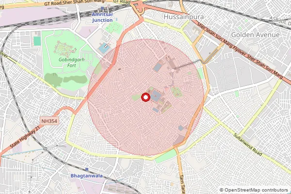 Map showing approximate area covered by Pincode 148034 — Benra Bo, Sangrur