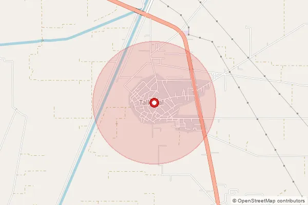 Map showing approximate area covered by Pincode 148100 — Bihla Bo, Barnala