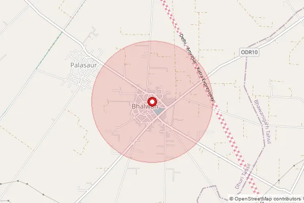 Map showing approximate area covered by Pincode 148102 — Jangiana Bo, Barnala