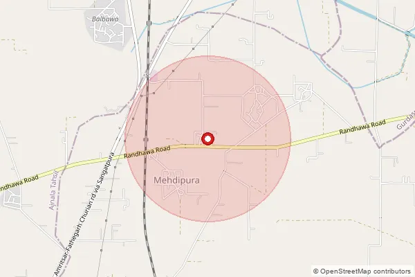 Map showing approximate area covered by Pincode 148105 — Bhathlan Bo, Barnala