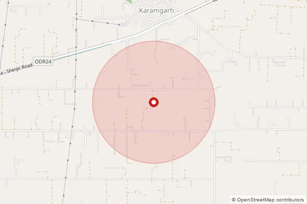 Map showing approximate area covered by Pincode 148109 — Nangal Thulewal Bo, Barnala