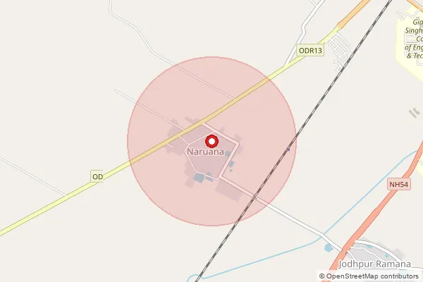 Map showing approximate area covered by Pincode 151005 — Bir Behman Bo, Bathinda