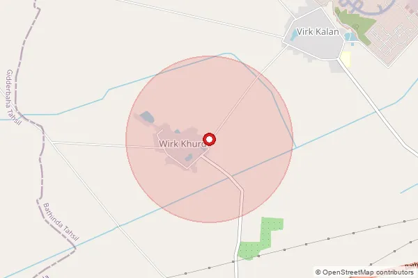 Map showing approximate area covered by Pincode 151007 — Bhisiana Bo, Bathinda