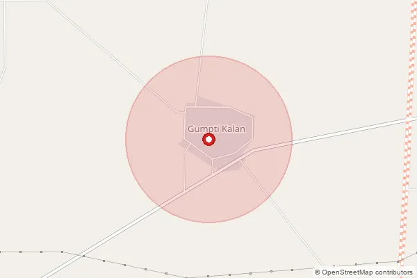 Map showing approximate area covered by Pincode 151106 — Gumti Kalan Bo, Bathinda