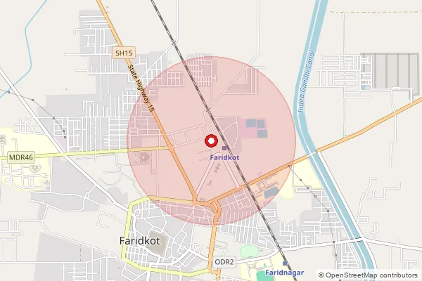 Map showing approximate area covered by Pincode 151203 — Faridkot Ho, Faridkot