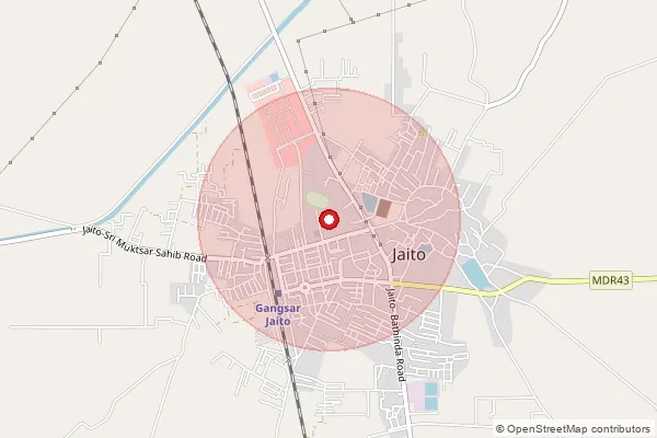 Map showing approximate area covered by Pincode 151205 — Romana Ajit Singh Bo, Faridkot