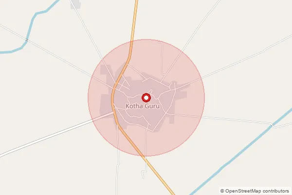 Map showing approximate area covered by Pincode 151206 — Kotha Guru Bo, Bathinda