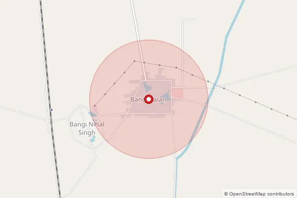 Map showing approximate area covered by Pincode 151301 — Bangi Rughu Bo, Bathinda