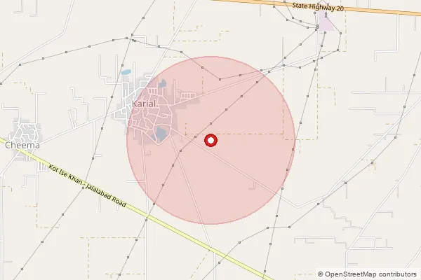 Map showing approximate area covered by Pincode 151302 — Behman Jassa Singh Wala Bo, Bathinda