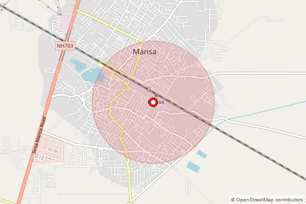 Map showing approximate area covered by Pincode 151505 — Gehley Bo, Mansa