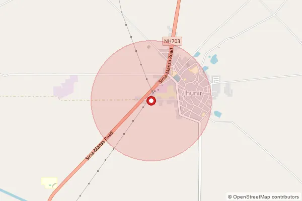 Map showing approximate area covered by Pincode 151506 — Kusla Bo, Mansa