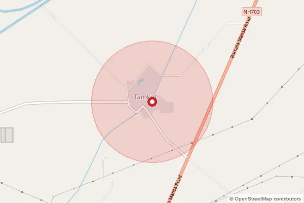 Map showing approximate area covered by Pincode 151508 — Khokhar Kalan Bo, Mansa