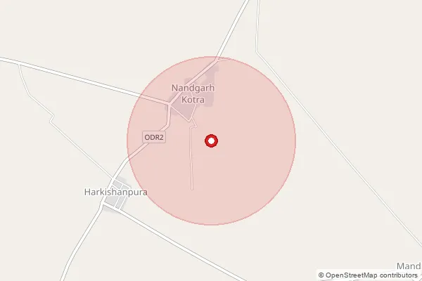Map showing approximate area covered by Pincode 151509 — Jodhpur Pakhar Bo, Bathinda