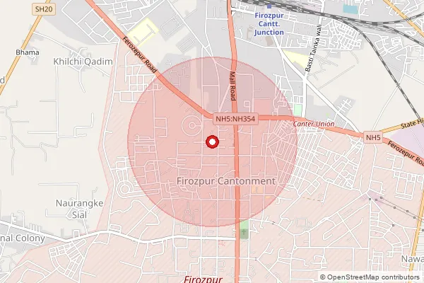 Map showing approximate area covered by Pincode 152001 — Ferozepur Ho, Firozepur