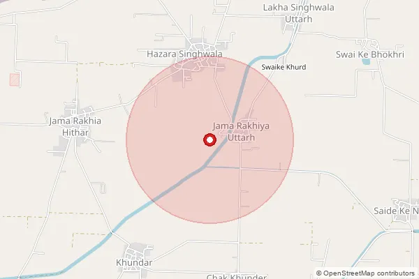Map showing approximate area covered by Pincode 152023 — Mamdot So, Firozepur