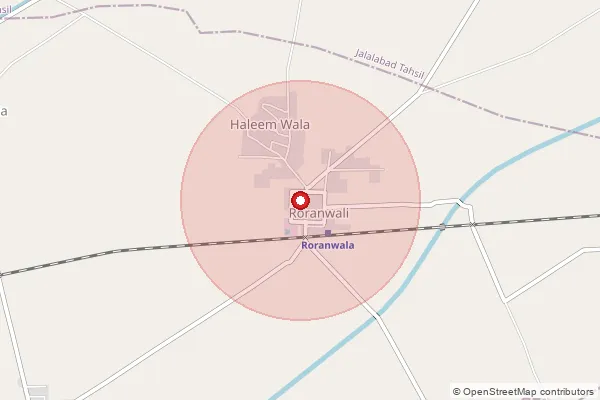 Map showing approximate area covered by Pincode 152033 — Ratta Khera Bo, Fazilka