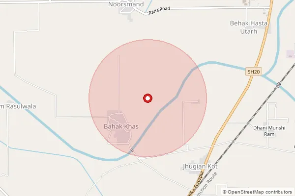 Map showing approximate area covered by Pincode 152112 — Khunan Kalan Bo, Sri Muktsar Sahib