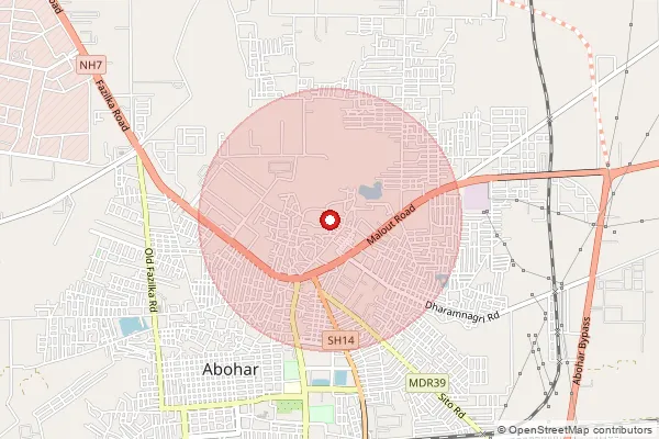 Map showing approximate area covered by Pincode 152118 — Khuban Bo, Fazilka