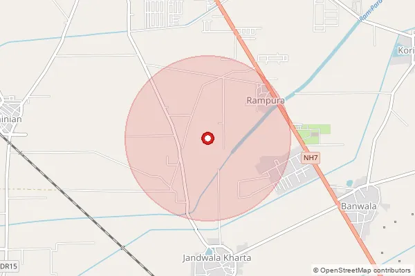 Map showing approximate area covered by Pincode 152123 — Hasta Kalan Bo, Fazilka