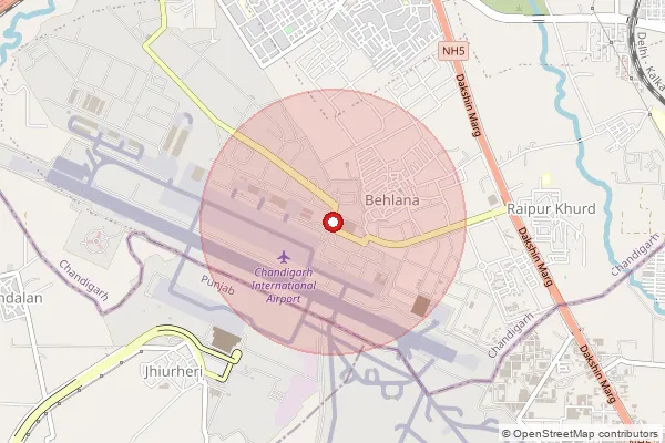 Map showing approximate area covered by Pincode 160003 — Aerodrome So, Chandigarh
