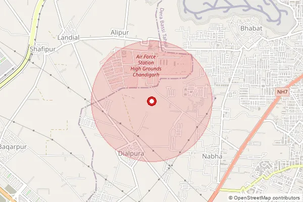Map showing approximate area covered by Pincode 160004 — Airforce Highground So, Chandigarh