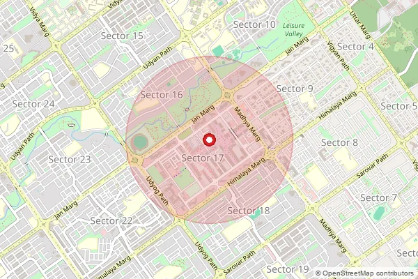 Map showing approximate area covered by Pincode 160006 — Ndc Chandigarh, Chandigarh