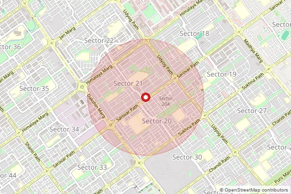 Map showing approximate area covered by Pincode 160022 — Sector 35 Chandigarh So, Chandigarh