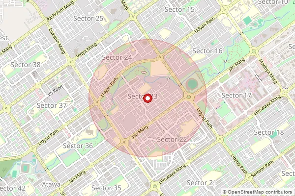 Map showing approximate area covered by Pincode 160023 — Sector 23  Chandigarh So, Chandigarh