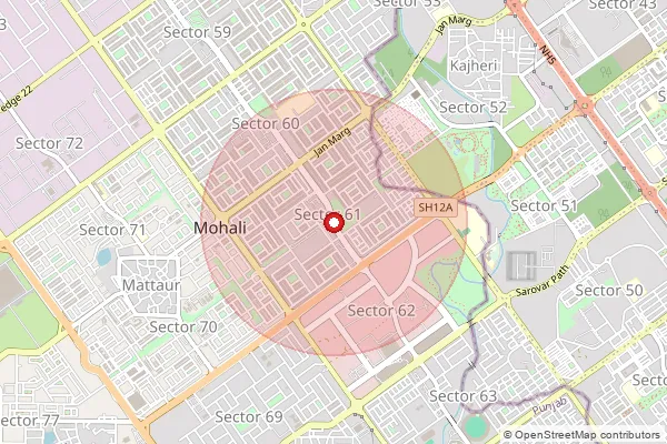 Map showing approximate area covered by Pincode 160036 — Sector 40 Chandigarh So, Chandigarh