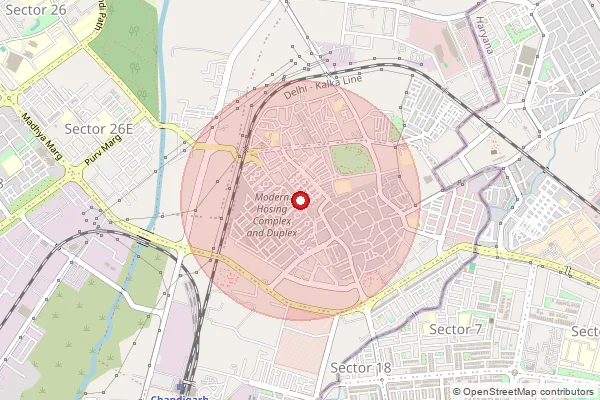 Map showing approximate area covered by Pincode 160101 — Kishangarh Bo, Chandigarh