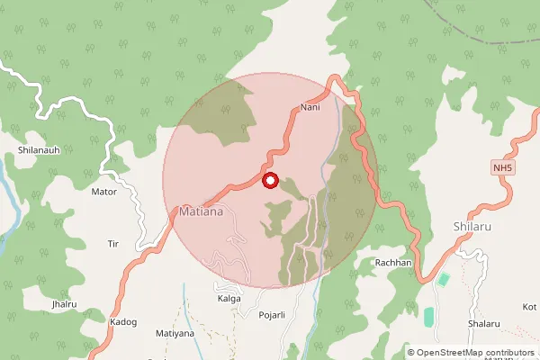 Map showing approximate area covered by Pincode 171007 — Ghaini Bo, Shimla
