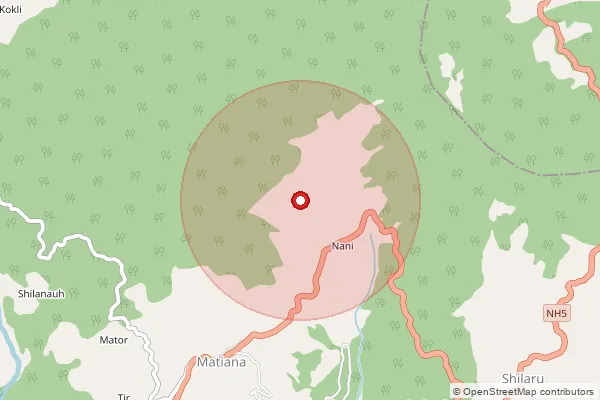 Map showing approximate area covered by Pincode 171012 — Darbhog Bo, Shimla