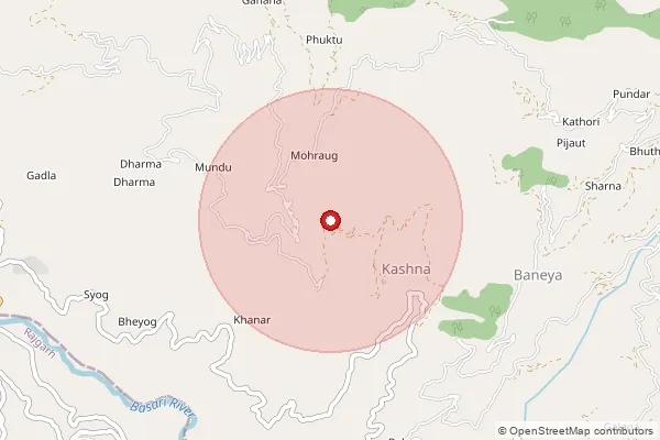 Map showing approximate area covered by Pincode 171014 — Kalihatti Bo, Shimla
