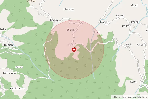 Map showing approximate area covered by Pincode 171203 — Ghasani Bo, Shimla