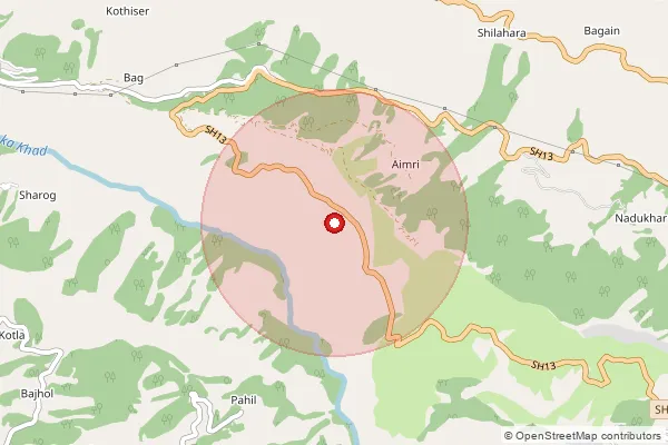 Map showing approximate area covered by Pincode 171204 — Kiari So, Shimla