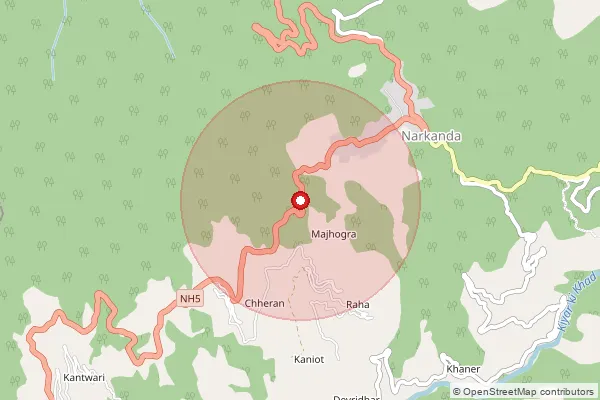 Map showing approximate area covered by Pincode 171213 — Khunni Bo, Shimla