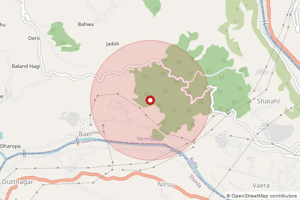 Map showing approximate area covered by Pincode 171216 — Jhagtan Bo, Shimla