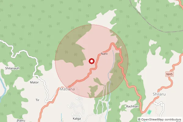 Map showing approximate area covered by Pincode 171217 — Bhalu Bo, Shimla