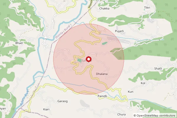 Map showing approximate area covered by Pincode 171218 — Junga So, Shimla