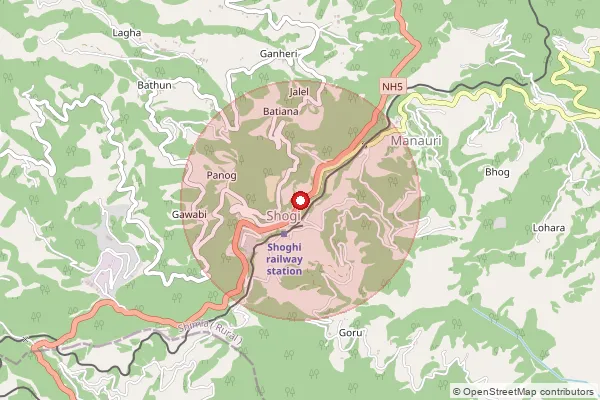 Map showing approximate area covered by Pincode 171219 — Anandpur Bo, Shimla