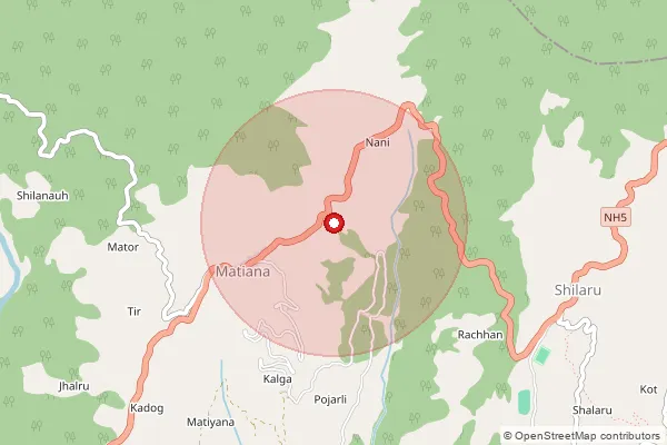 Map showing approximate area covered by Pincode 171220 — Chanair Bo, Shimla